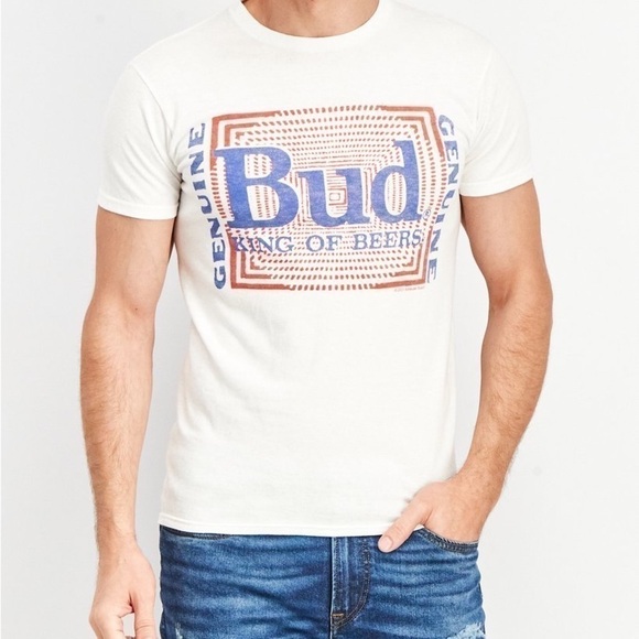 Junk Food Men's Budweiser Men Crew Neck Short Sleeve Printed T-Shirt, Psyche New - Picture 7 of 15